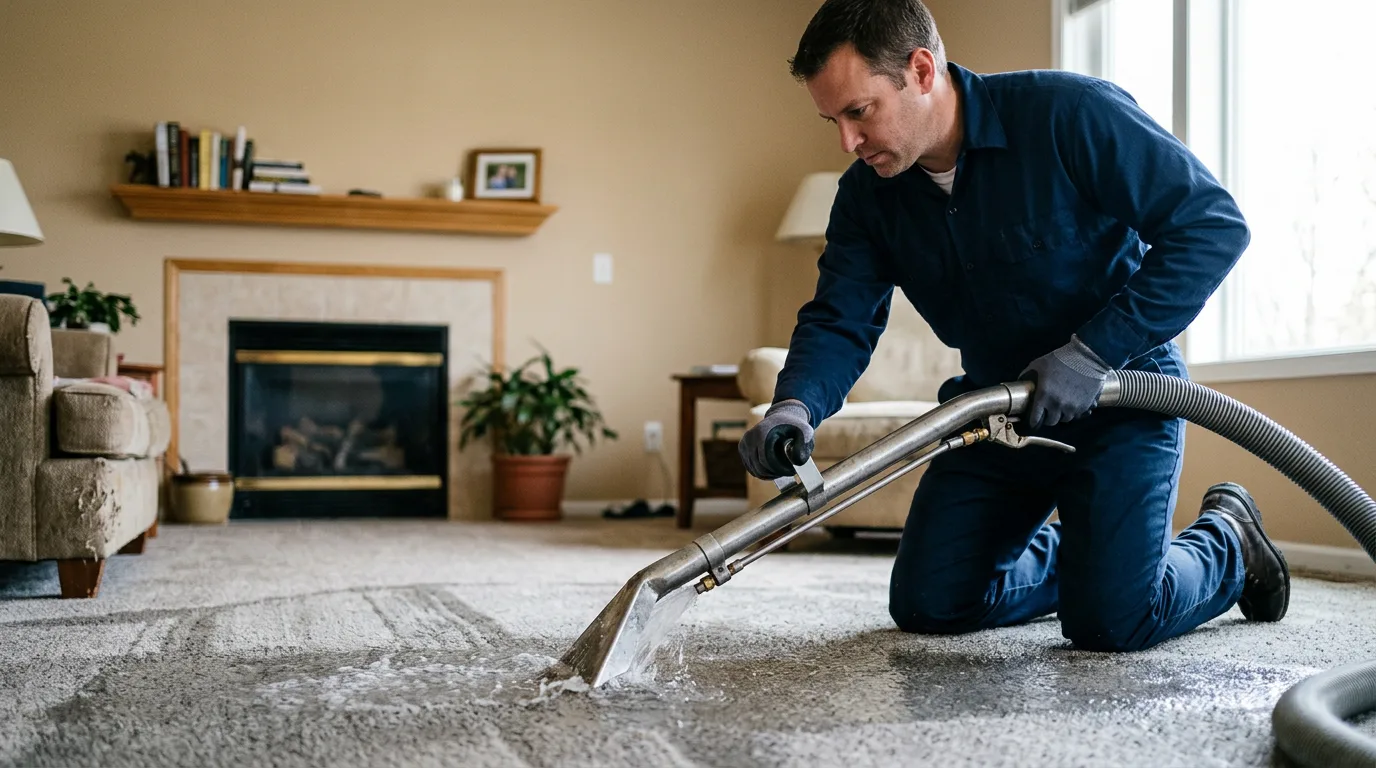 Water damage restoration technician working near Roy, NM